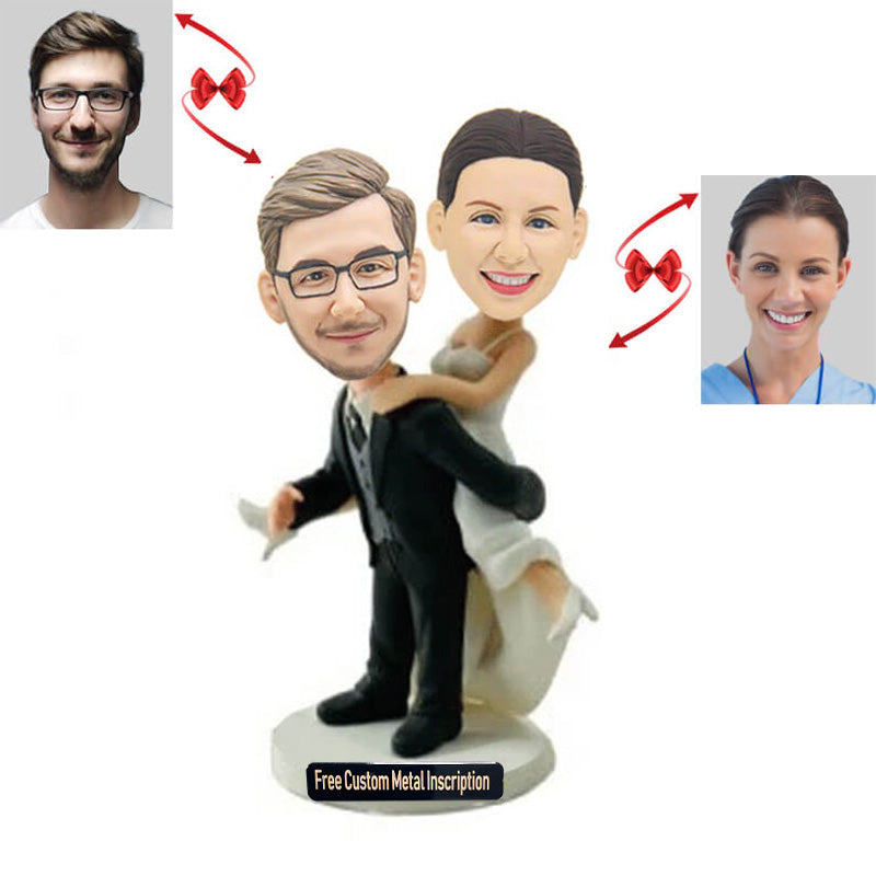 Bride Behind Groom Back Personalized Custom Bobblehead