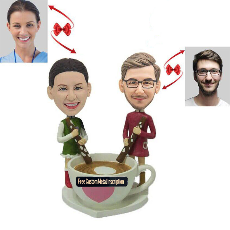 Double Stirring Coffee Custom Bobblehead
