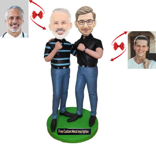 Father and Son Cheer Custom Bobbleheads