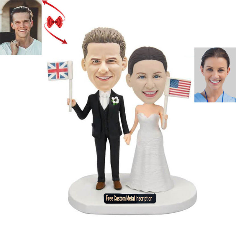 Piggy Back Style Gay Male Wedding Custom Bobblehead
