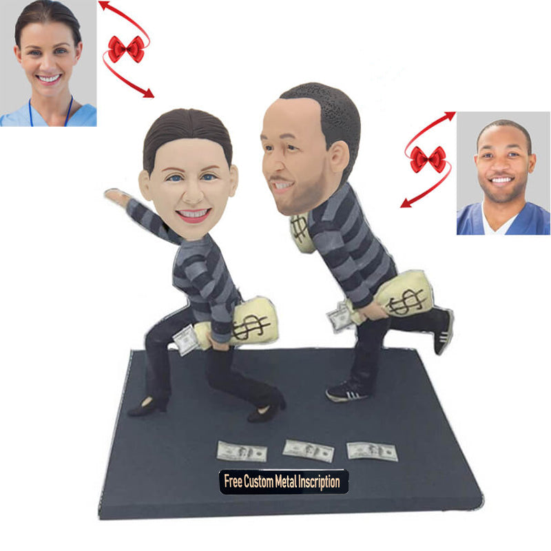 Funny Robber Couple Custom Bobbleheads