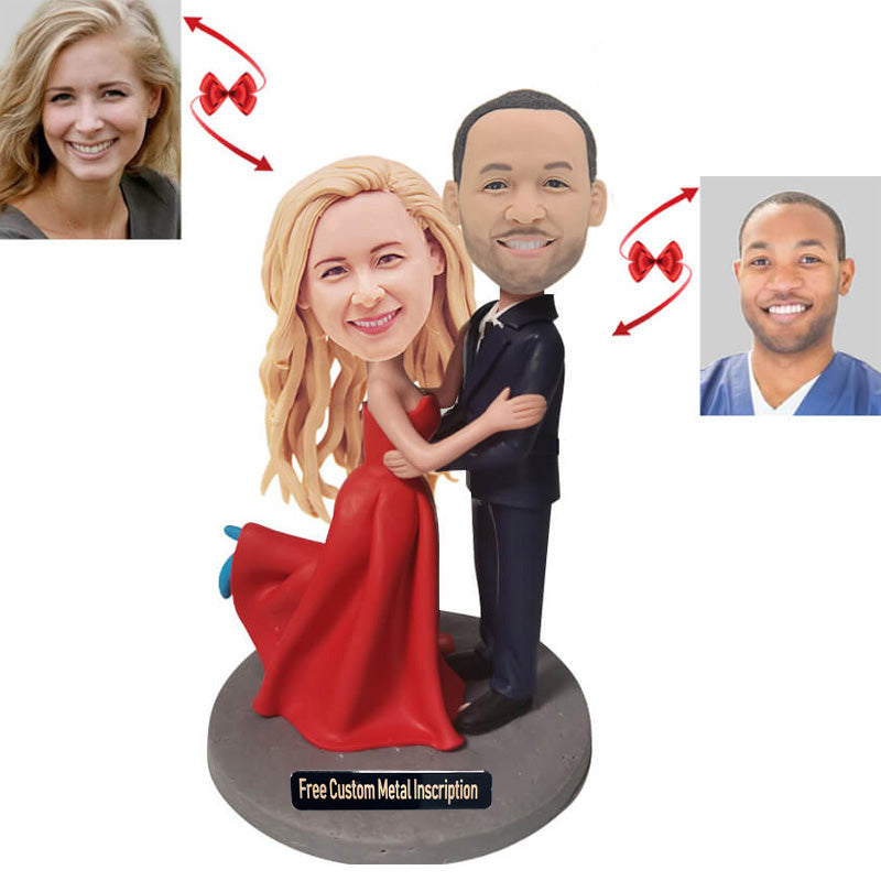Red Dress Wedding Custom Bobblehead
