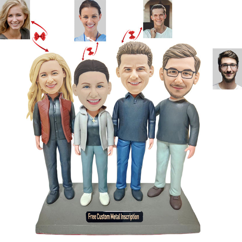 A Gathering of 4 Best Friends Custom Bobblehead