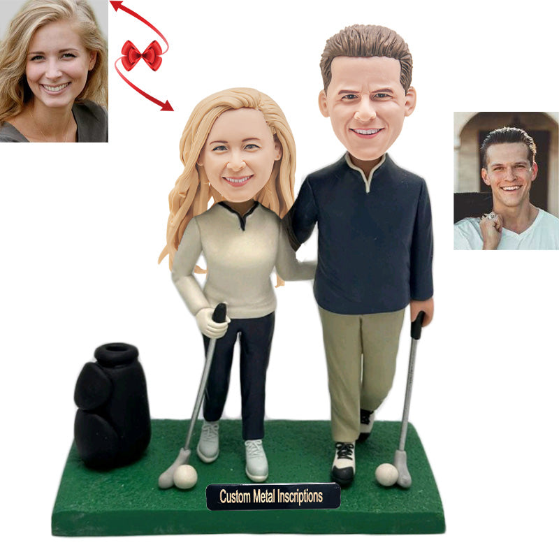A Couple Playing Golf Custom Bobblehead