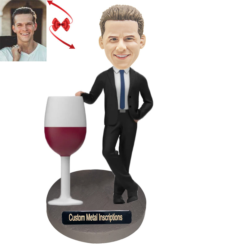 A Man Who Drinks Red Wine Custom Bobblehead