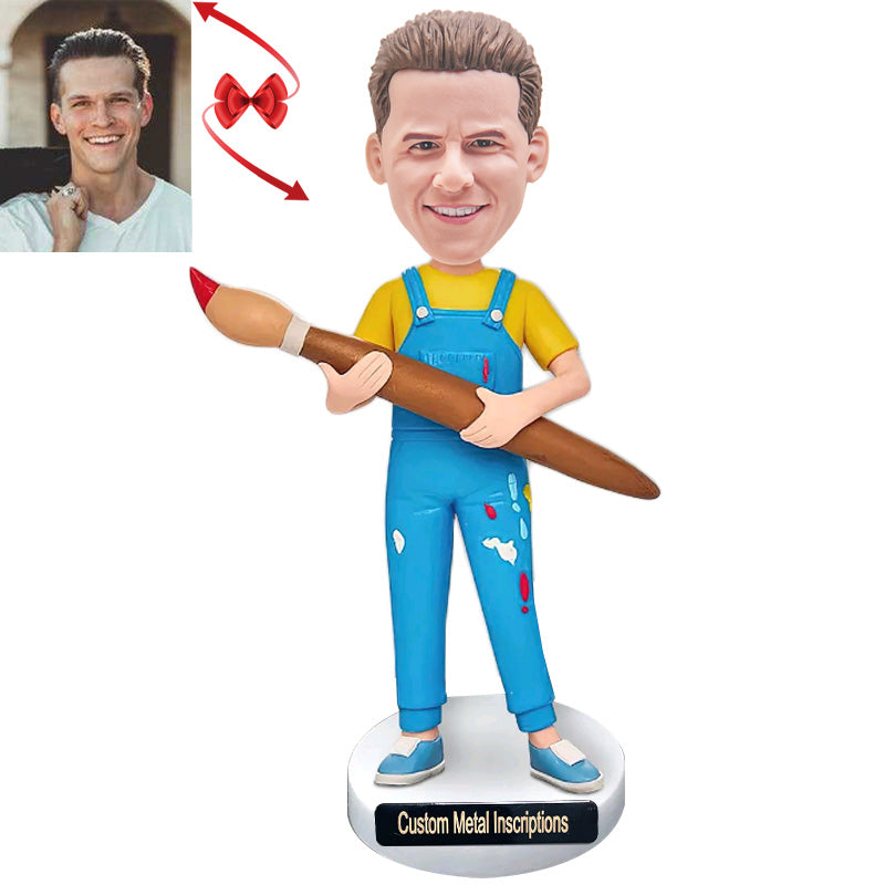 A Painter Holding A Paintbrush Custom Bobblehead
