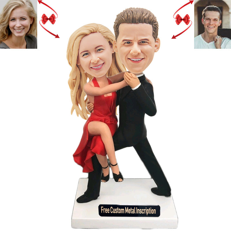Couples Latin Dancers Custom Bobblehead with Free Metal Inscription