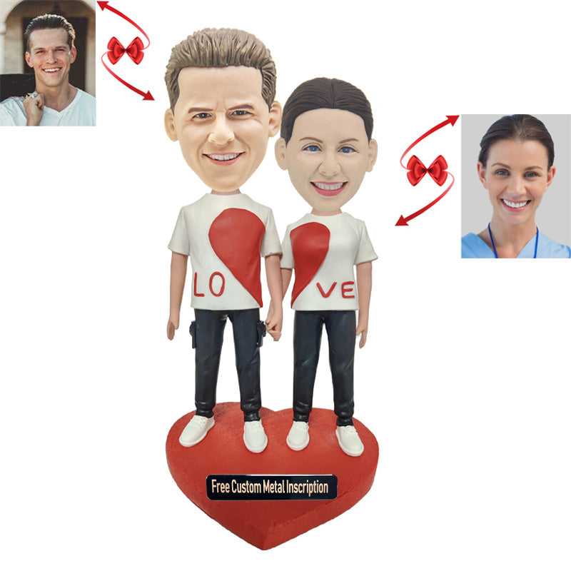 Casual Wear LOVE Couple Custom Bobbleheads