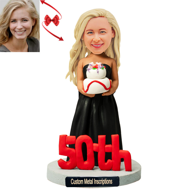 Custom Bobblehead for Her Birthday – Age Number Fully Customizable(50, 60, etc.)