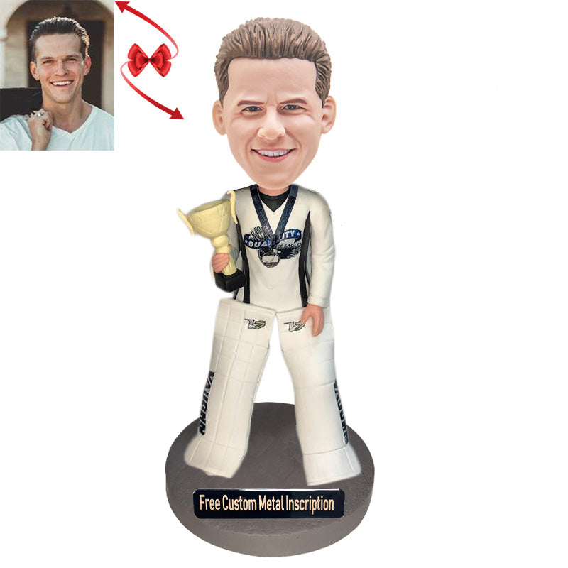 Hockey Boy Custom Bobblehead with Free Metal Inscription