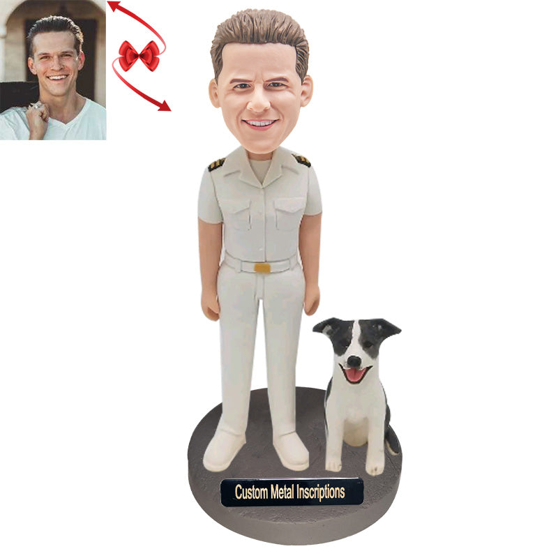 Navy and Dog Custom Bobblehead