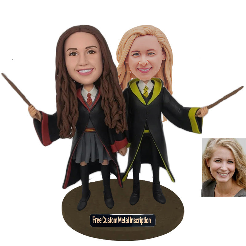 Sisters of the School of Magic Custom Bobblehead with Free Metal Inscription
