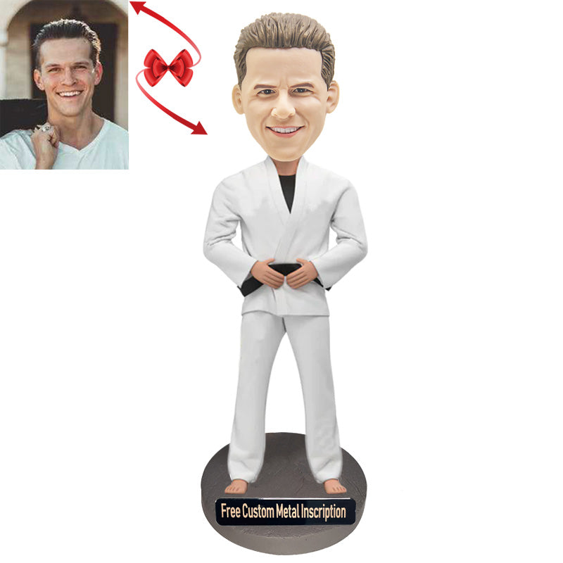 Taekwondo Black Belt Custom Bobblehead with Free Metal Inscription