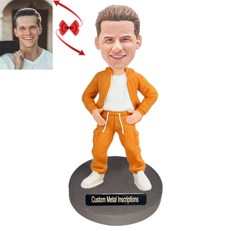 The Man Wearing Orange Sportswear Custom Bobblehead