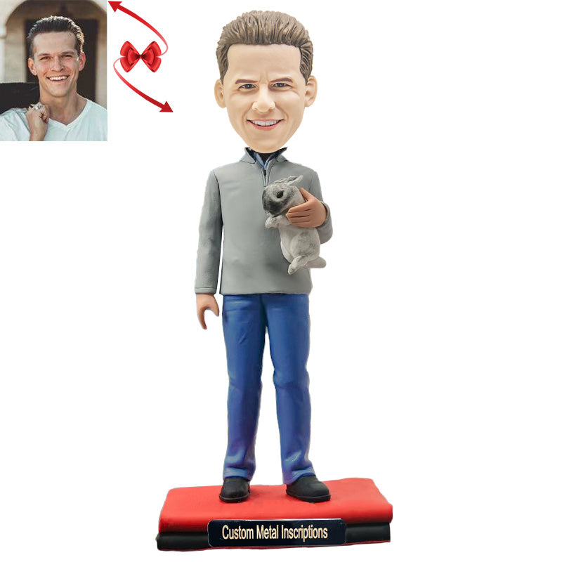 The Man Wrapped Around A Rabbit Custom Bobblehead
