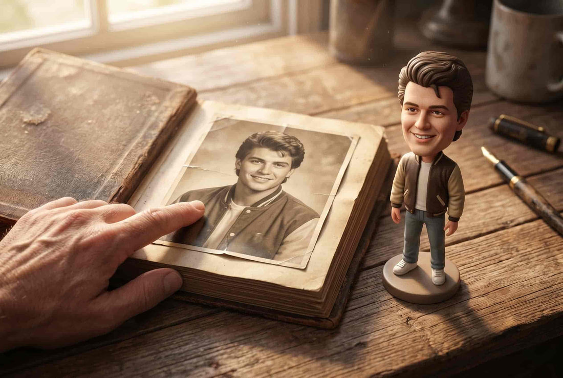 Old photo and bobblehead