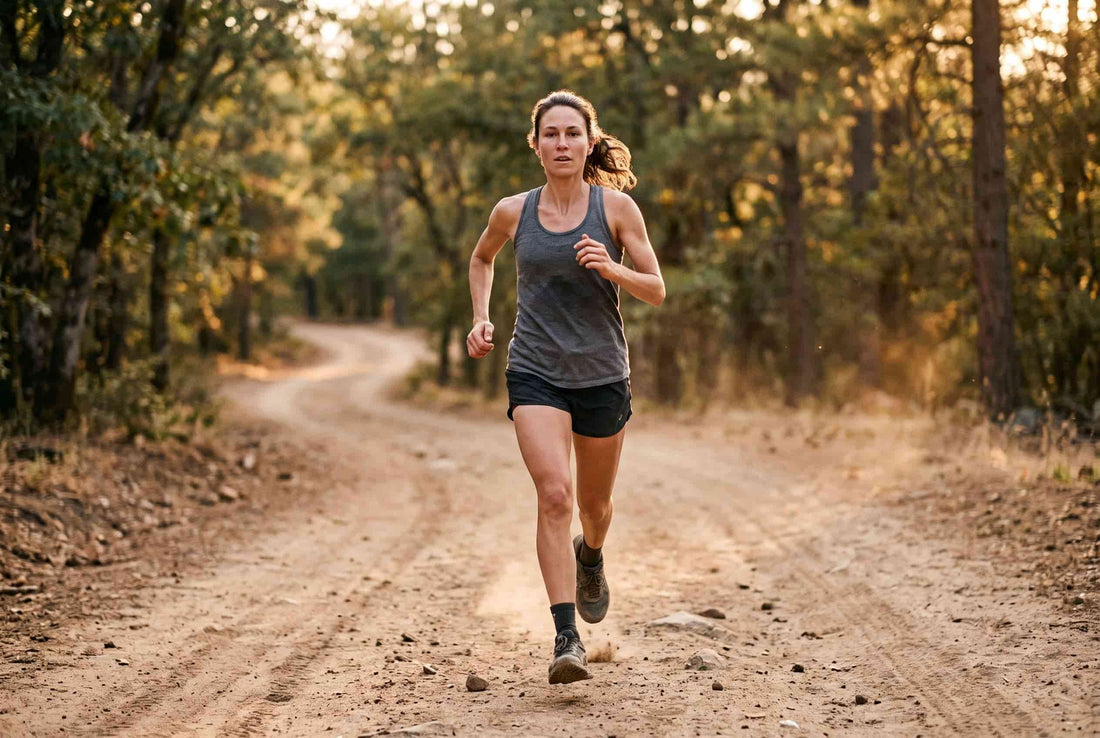 a woman running outdoors