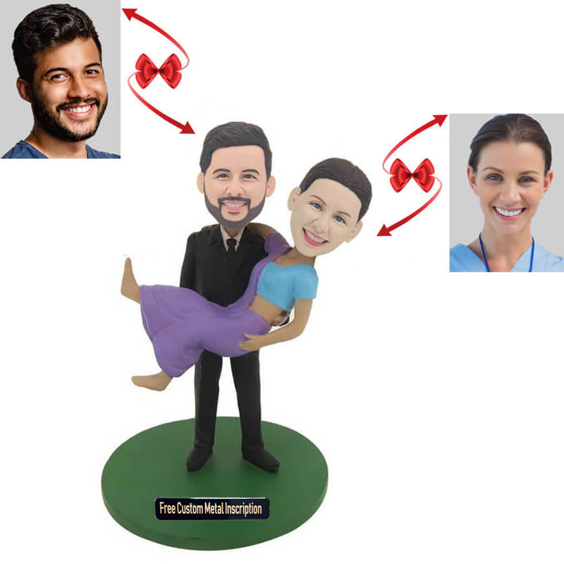 Attractive Man Holding Beautiful Woman Custom Bobbleheads
