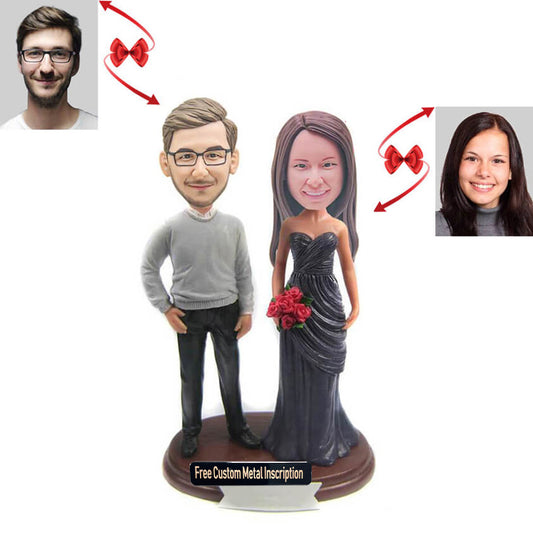 Anniversary Couple Wedding Cake Topper Custom Bobblehead