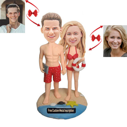 Bikini Beach Theme Couple Custom Bobblehead