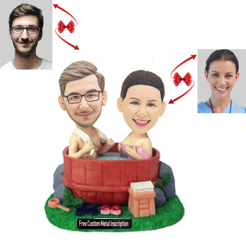 Couple Bathing In The Tub Custom Bobblehead