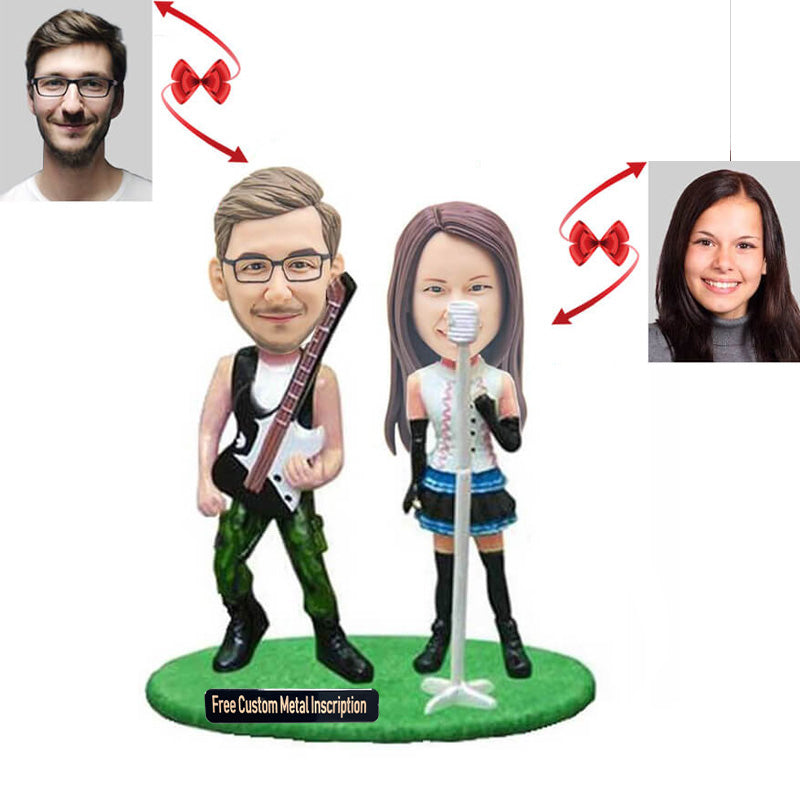 Double Playing Guitar and Sing Custom Bobbleheads