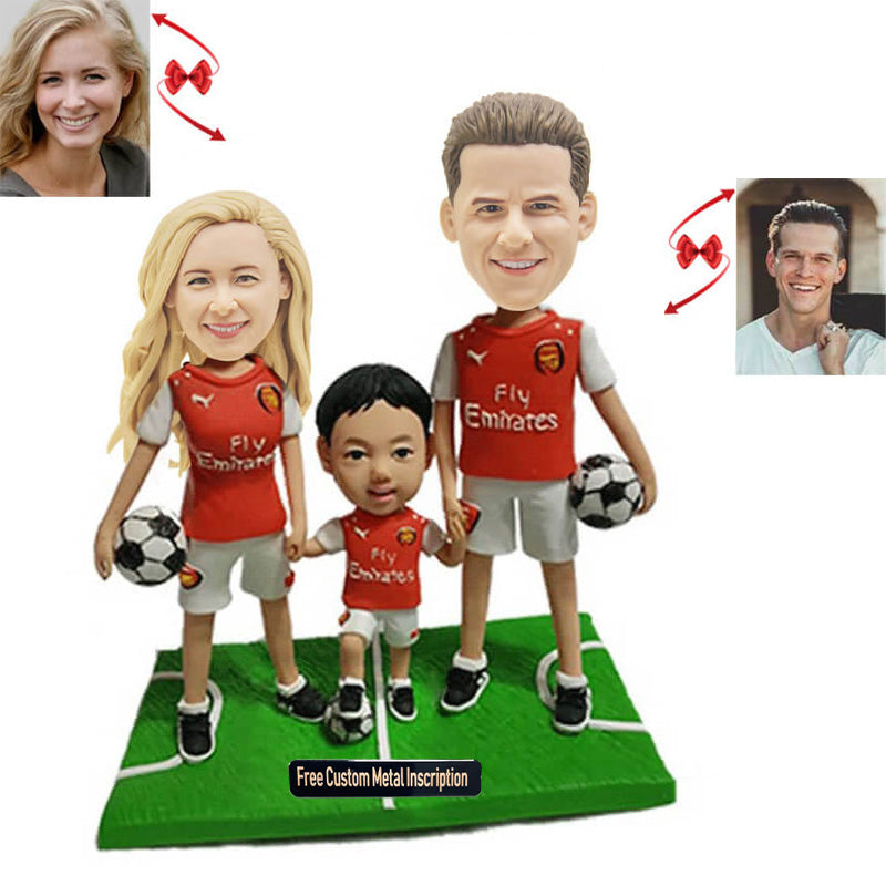 Football Family Of Three Custom Bobblehead