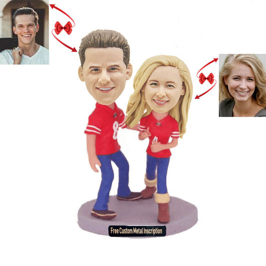 Football Fans Couple Custom Bobbleheads