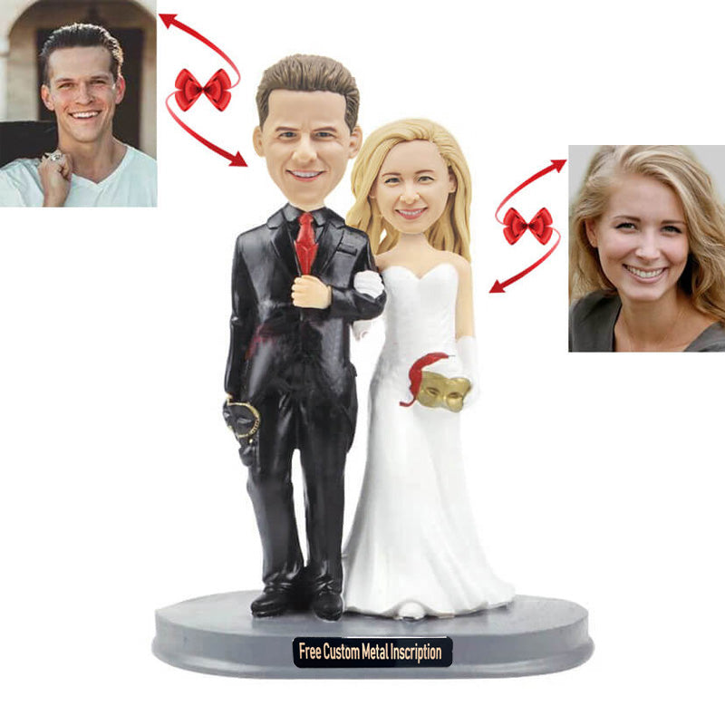 Black Suit With Mask Wedding Custom Bobblehead