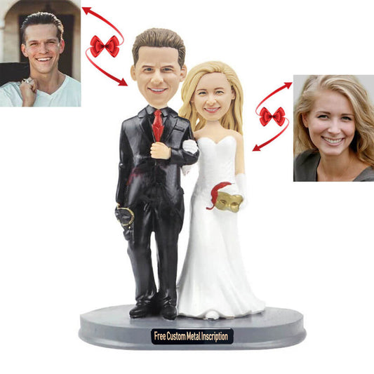 Black Suit With Mask Wedding Custom Bobblehead