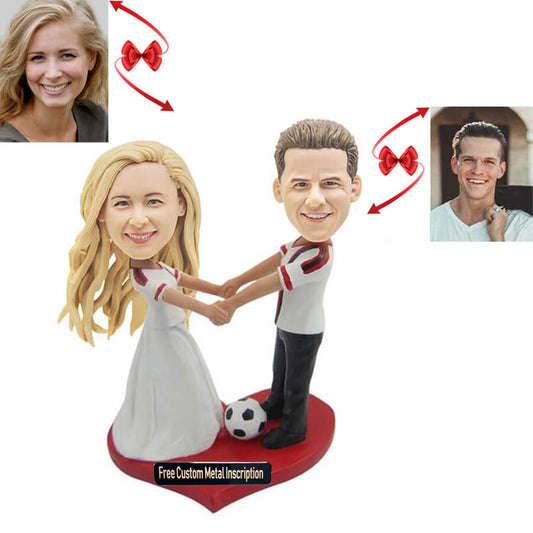Football Fan Couple Custom Bobbleheads