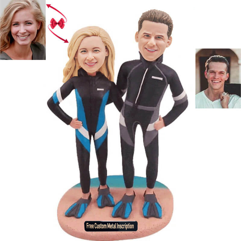 Diving Couple Beach Custom Bobbleheads