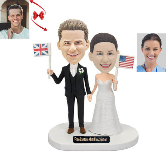 Piggy Back Style Gay Male Wedding Custom Bobblehead