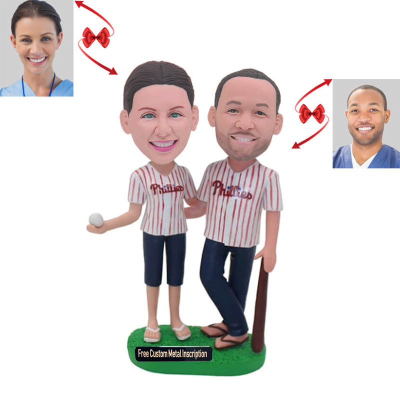 Baseball Couple Custom Bobblehead
