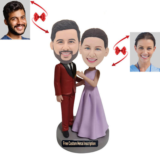 Elegant Wedding of Newlyweds Custom Bobblehead