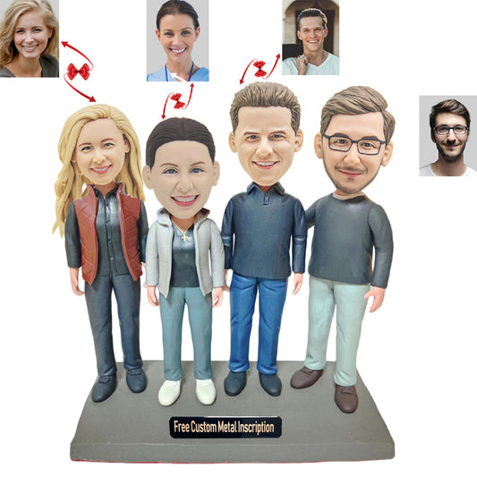 A Gathering of 4 Best Friends Custom Bobblehead