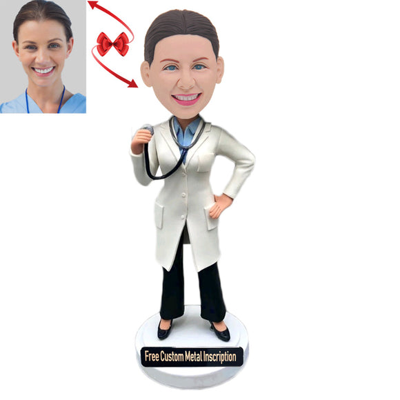 A Confident Doctor  Custom Bobblehead with Free Metal Inscription