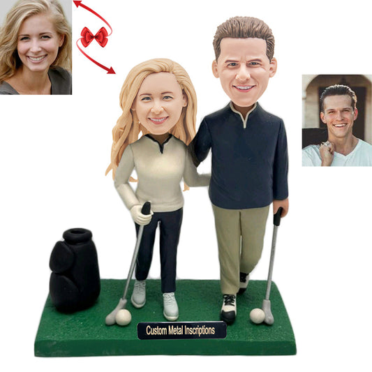 A Couple Playing Golf Custom Bobblehead