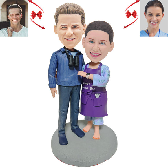 A Husband Who Enjoys Astronomy and Housewife Custom Bobbleheads