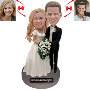 A Jubilant Wedding Custom Bobblehead with Free Metal Inscription