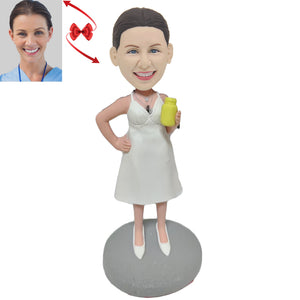 A Lady Wearing A V-neck Dress Custom Bobblehead