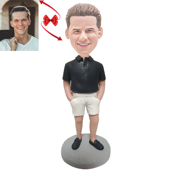 A Man in Polo Shirt Custom Bobblehead