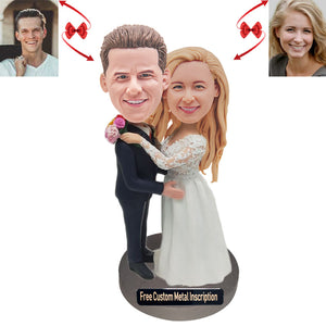 A Unique Wedding Custom Bobblehead with Free Metal Inscription