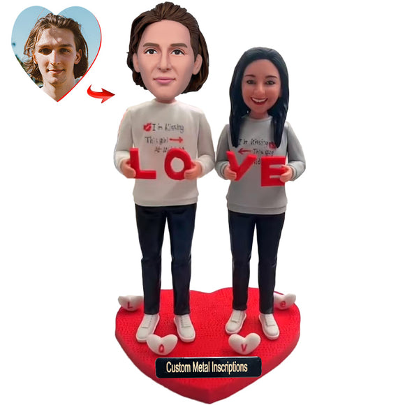 A couple who deeply love each other Custom Bobblehead with Free Metal Inscription