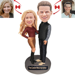 An Intimate Couple Custom Bobblehead with Free Metal Inscription