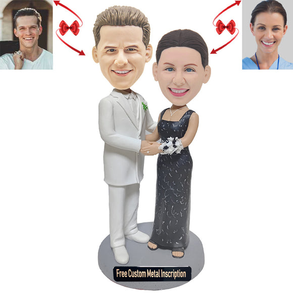 An Intimate Couple Custom Bobblehead with Free Metal Inscription