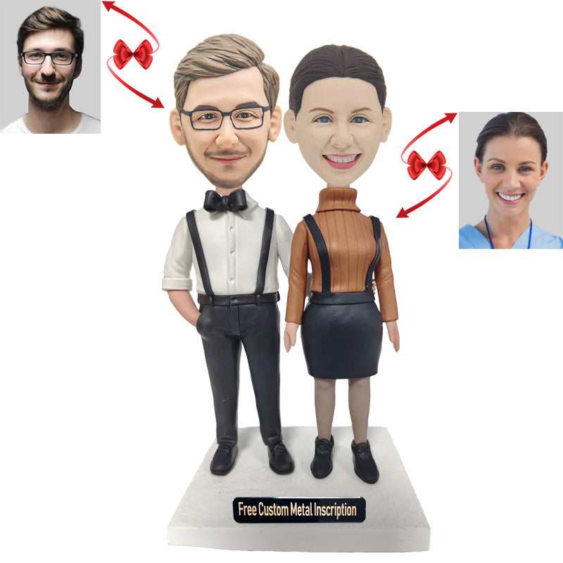 Modern Couple In Formal Wear Custom Bobblehead