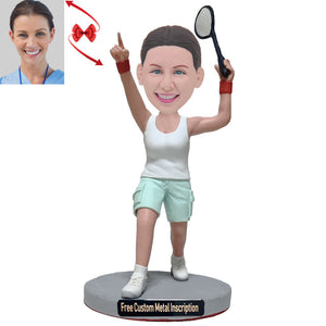 Badminton Player  Custom Bobblehead with Free Metal Inscription