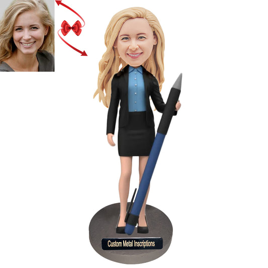Elite with Pen In Hand  Custom Bobblehead
