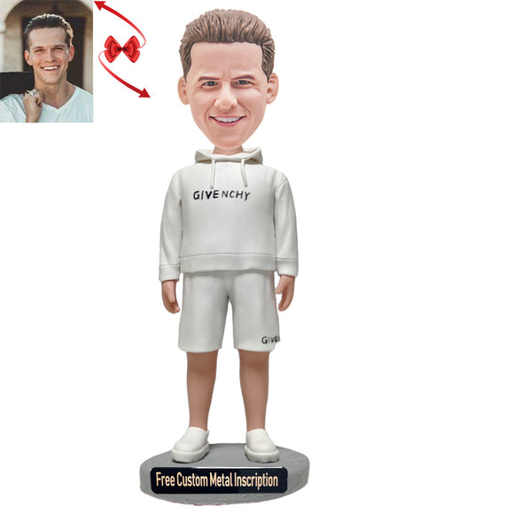 Fashionable Man Custom Bobblehead with Free Metal Inscription